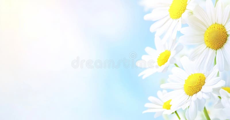 Nel prato fioriscono bellissimi fiori di camomilla. Una scena naturale primaverile o estiva con margherite in torce di sole fotografia stock