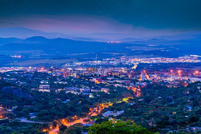 Nelspruit City at Night with Stars in the Sky in Mpumalanga Stock Image ...