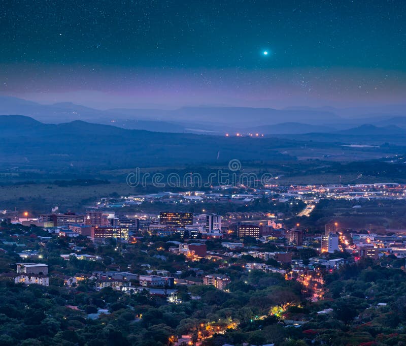 Nelspruit City at Night with Stars in the Sky Stock Photo - Image of ...
