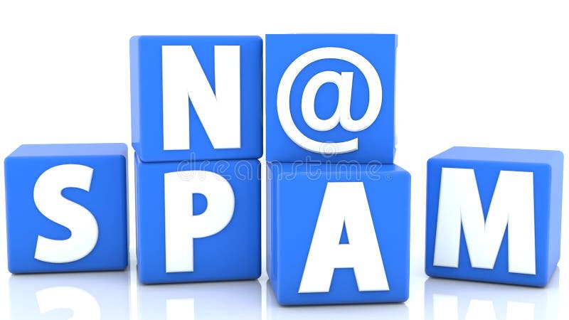 Nenhum conceito do Spam em cubos na cor azul ilustração stock Nenhum conceito do Spam em cubos na cor azul ilustração stock