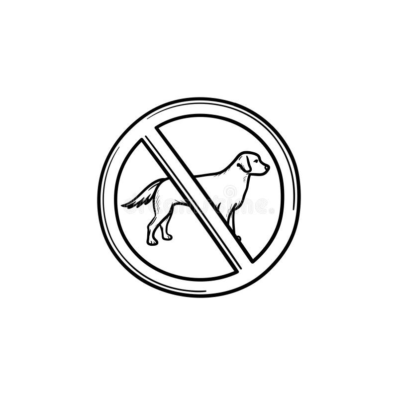 Nenhum cão permitiu o ícone tirado mão da garatuja do esboço do sinal ilustração do vetor Nenhum cão permitiu o ícone tirado mão da garatuja do esboço do sinal ilustração do vetor