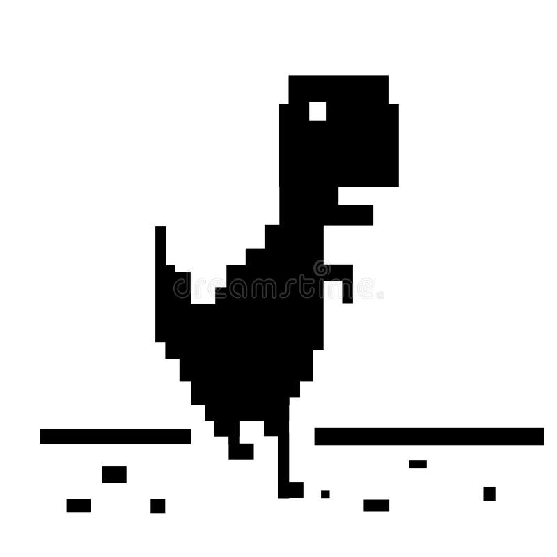 Dinossauro de pixel art descrevendo erro offline vetor isolado no fundo  branco