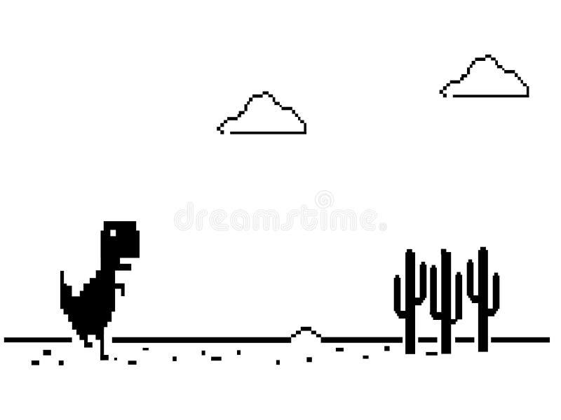 Dinossauro de pixel art descrevendo erro offline vetor isolado no fundo  branco