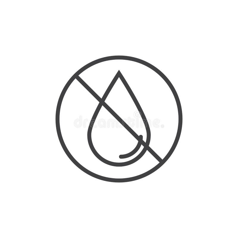 Nenhuma linha de gota ícone da água ilustração stock