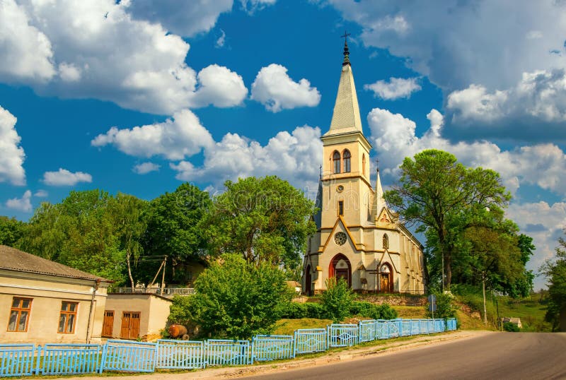 Neo Gothic Roman Catholic Saint Anthony of Padua Church in Strusiv, Ternopil region, Ukraine