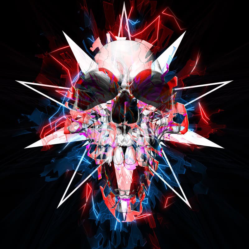 Neo Noir Punk Skull - Neon Glows Stock Illustration - Illustration of ...