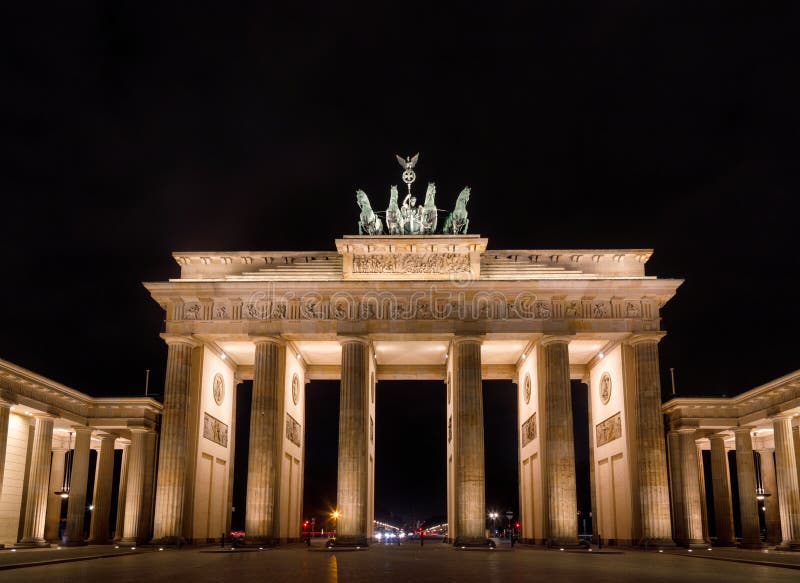 Neoclassical Brandenburg Gate Brandenburger Tor at night Pariser Platz Mitte Berlin Germany stock image Neoclassical Brandenburg Gate Brandenburger Tor at night Pariser Platz Mitte Berlin Germany stock image