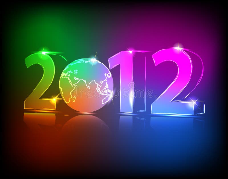 Neon 2012 year with globe