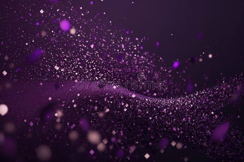Neon Abstract Background with Small Flying Purple Confetti, Generative