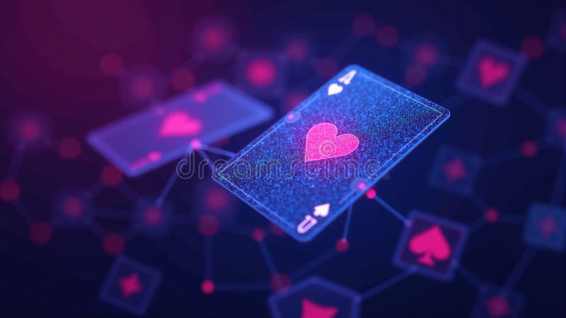 Neon Ace Of Hearts Card vector illustration