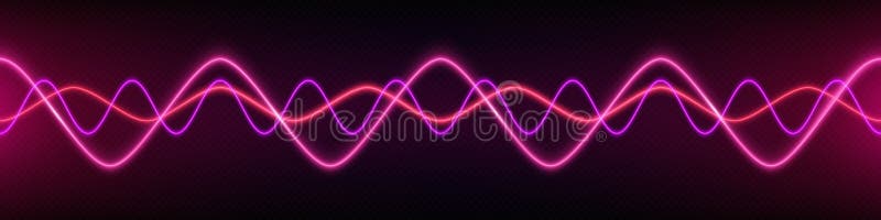 Neon audio voice frequency wave and abstract light stock illustration