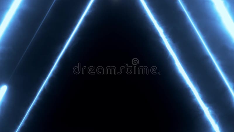 Neon background flying through endless glowing rotating neon triangles creating a tunnel, blue red pink violet spectrum vector illustration