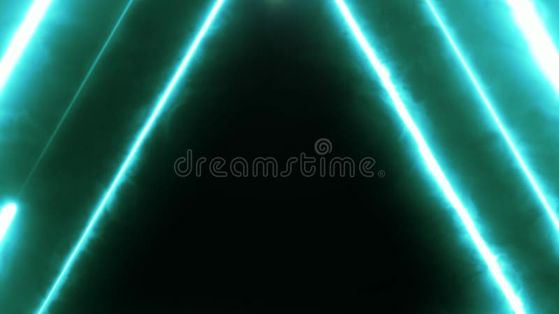 Neon bakcground flying through edless glowing rotating neon triangles creating a tunnel, blue red pink violet spectrum vector illustration