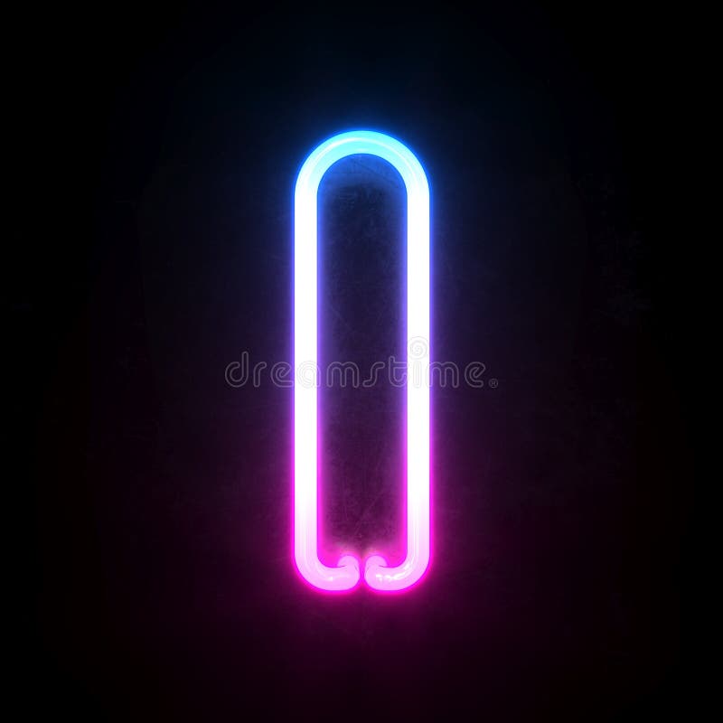 Neon-Blau und rosa leichter Neonbuchstabe I der Schrift 3d der Reproduktion 3d stock abbildung