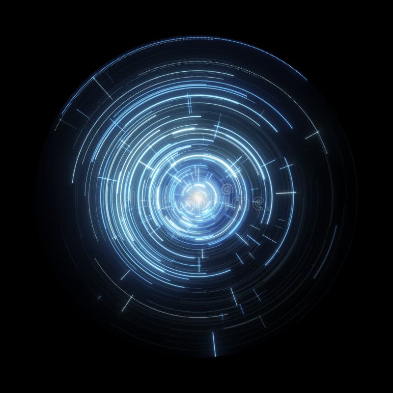 Neon Blue Glowing Futuristic Touch Screen User Interface, HUD Isolated On Black stock photos
