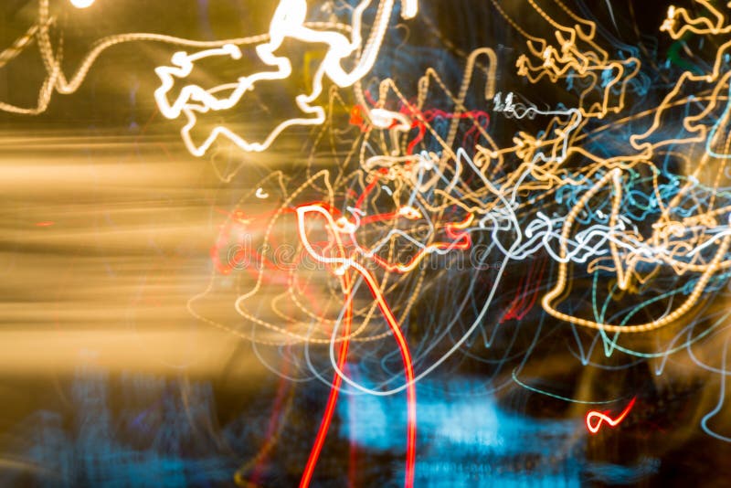 Neon blurry at motion. at motion exposure time stock image