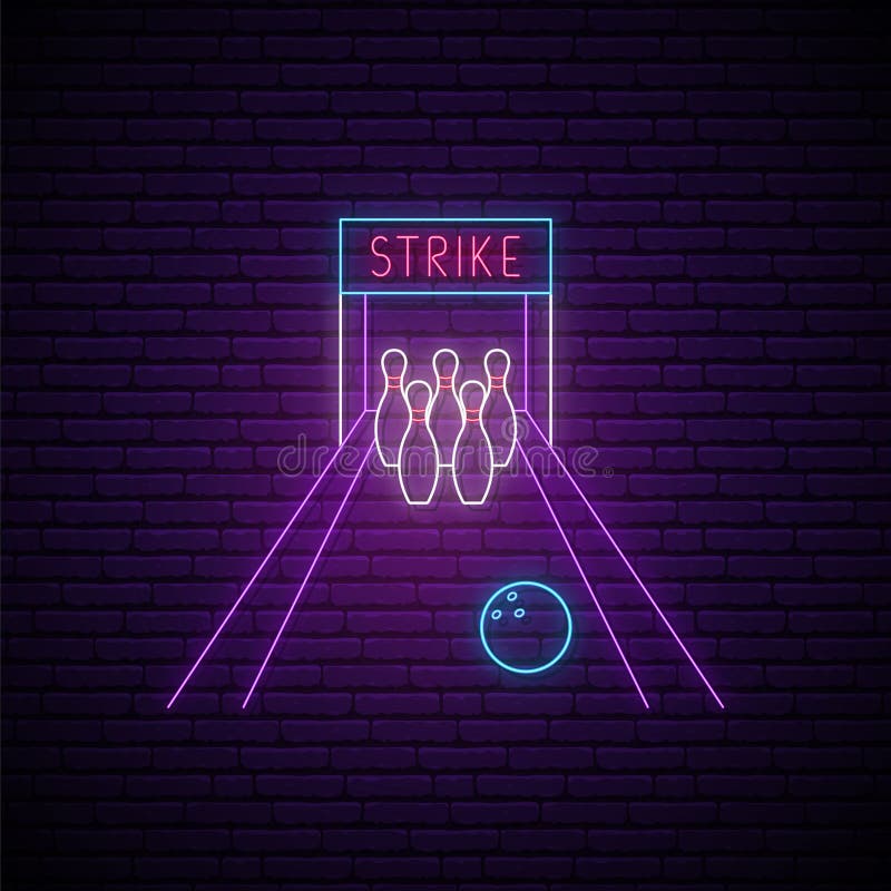 Neon bowling. ilustracji