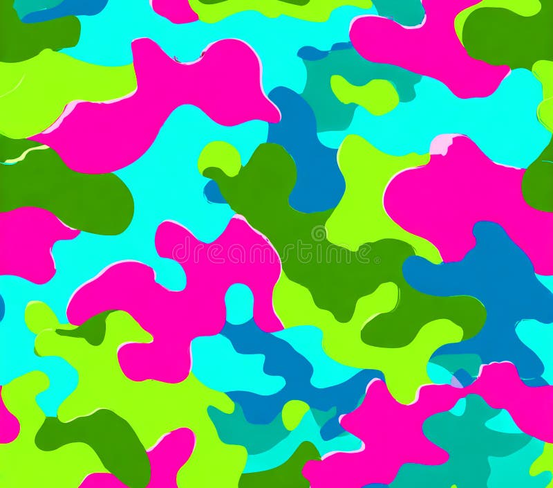 Neon Camo Pattern Bright Pink Green Blue Texture royalty free illustration