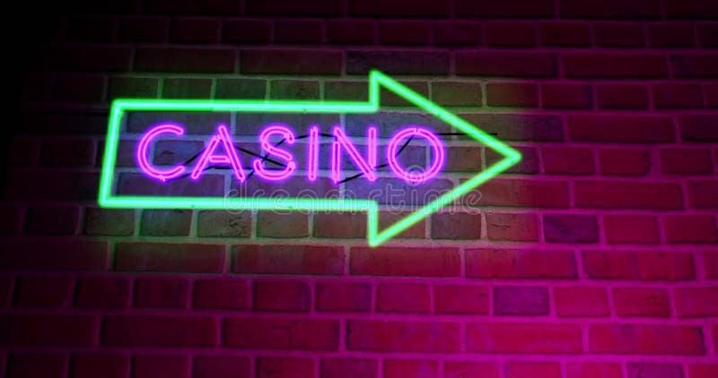 Neon Casino sign with lighted text in Las Vegas or Nevada - 4k