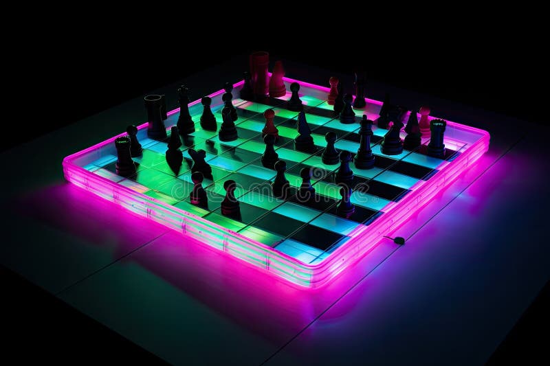 Neon chessboard and chess pieces line figures red color vector illustration  image flat style 14966956 Vector Art at Vecteezy