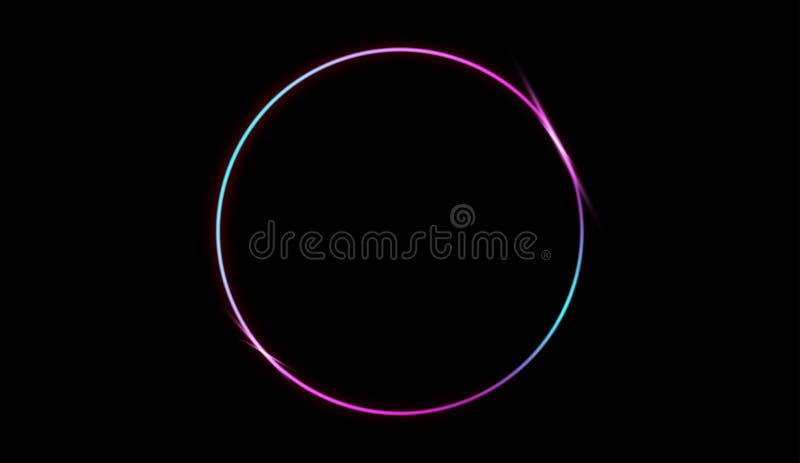 Neon circle with glow on black background. LED pink and blue frame. 3D vector illustration isolated on black background. royalty free illustration
