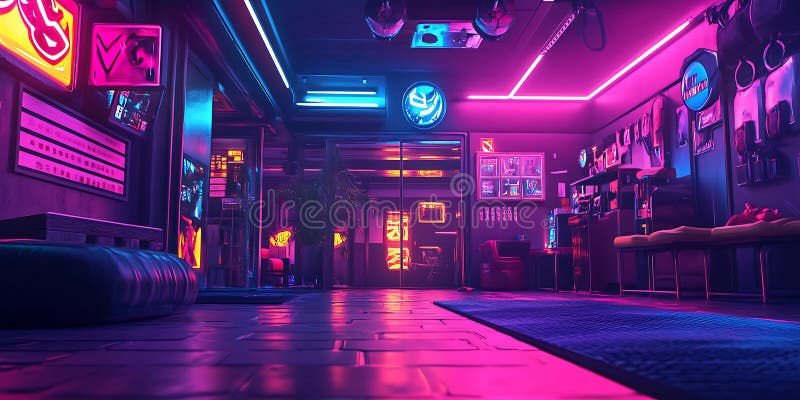 Neon Cityscape Cyberpunk Night Street Wallpaper ελεύθερη απεικόνιση δικαιώματος