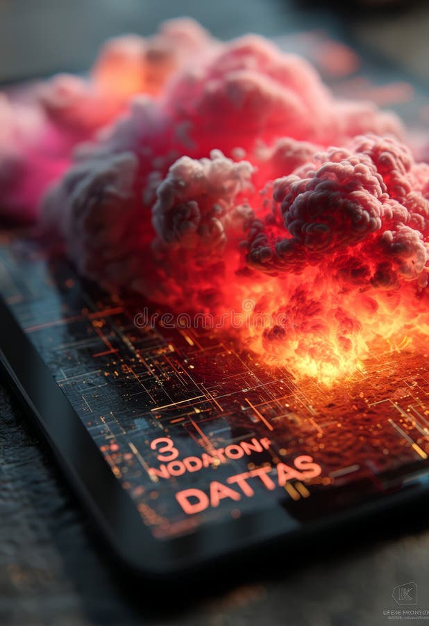 Neon Cloud Representing Big Data on a Tablet With Dynamic Visual Effects royalty free illustration