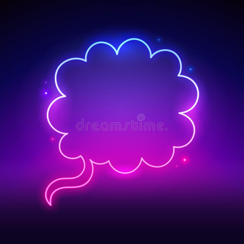 Neon Cloud Shaped Speech Bubble royalty free illustration