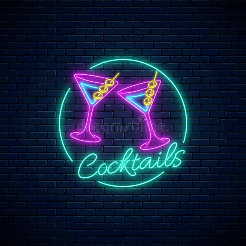 Neon Cocktails/Bar Symbols/ai Stock Vector - Illustration of booze ...