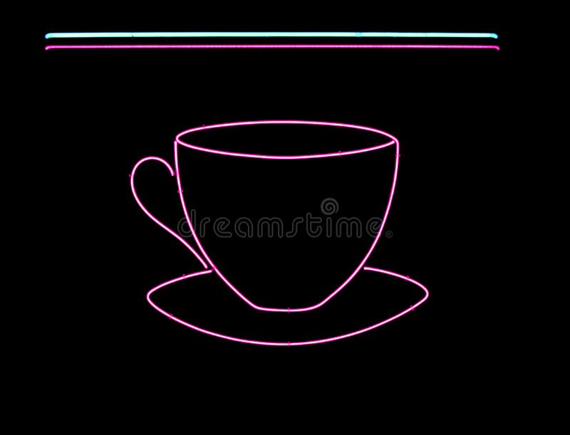 Neon coffee cup sign stock photo. Image of cafe, beverage 12378694