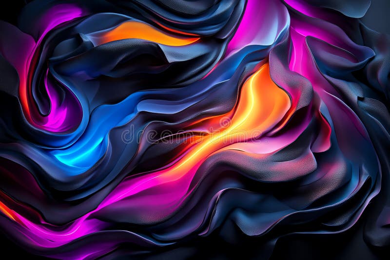 Neon color abstract art with bold and expressive shapes, illustrated in a scene where abstract art features bold, expressive stock illustration