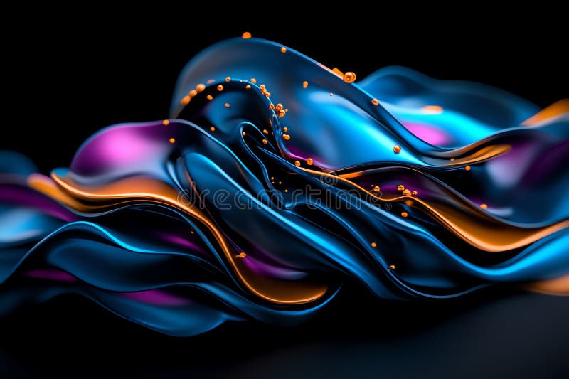Neon color abstract art with fluid and dynamic shapes, captured in a photo where abstract art features neon-colored fluid shapes stock illustration