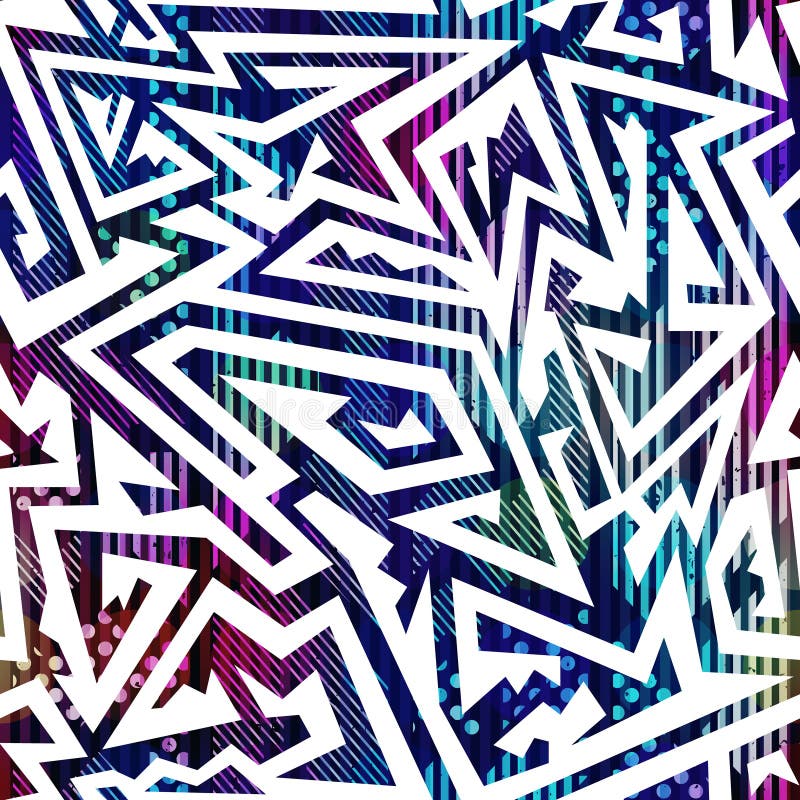 Neon color maze seamless pattern stock illustration