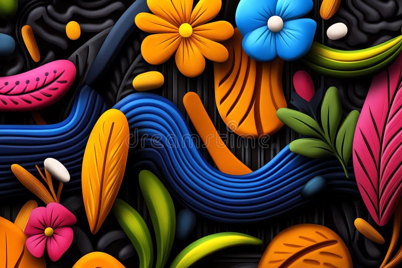 Neon color patterns with stripes and abstract shapes, depicted in an artwork where patterns feature neon-colored stripes and royalty free illustration