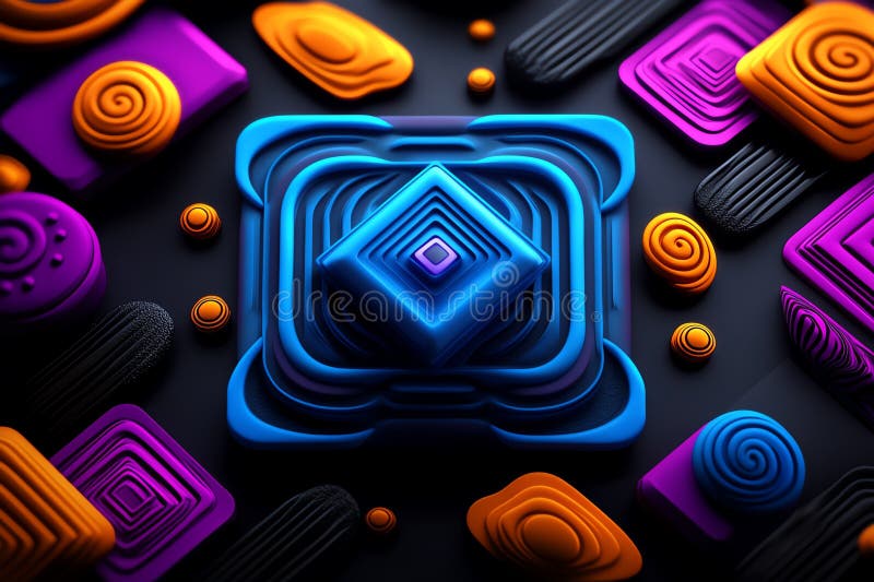 Neon color patterns with vibrant gradients and geometric shapes, depicted in an artwork where patterns feature vibrant neon stock illustration