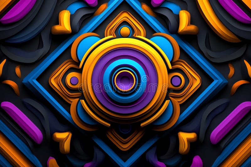 Neon color patterns with vibrant gradients and geometric shapes, depicted in an artwork where patterns feature vibrant neon stock illustration