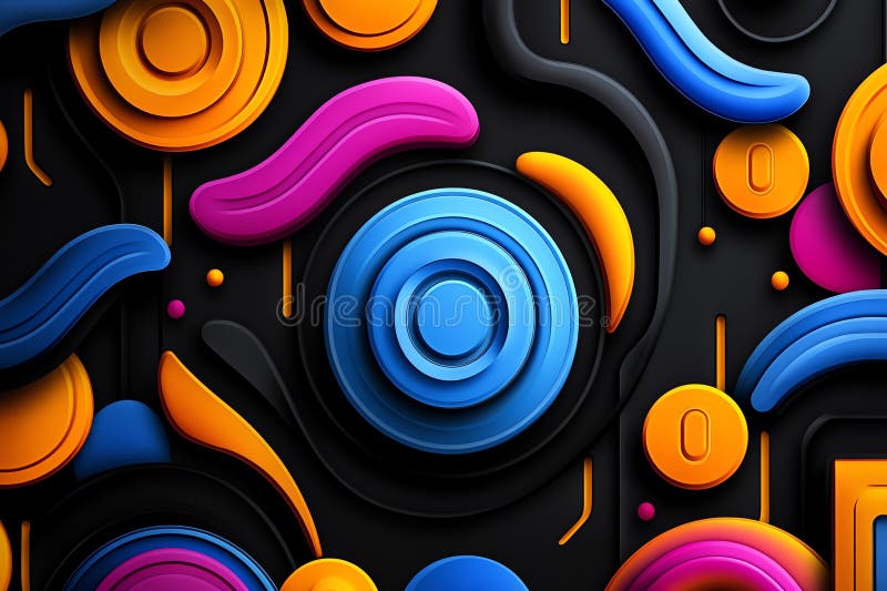 Neon color patterns with vibrant gradients and geometric shapes, depicted in an artwork where patterns feature vibrant neon stock illustration