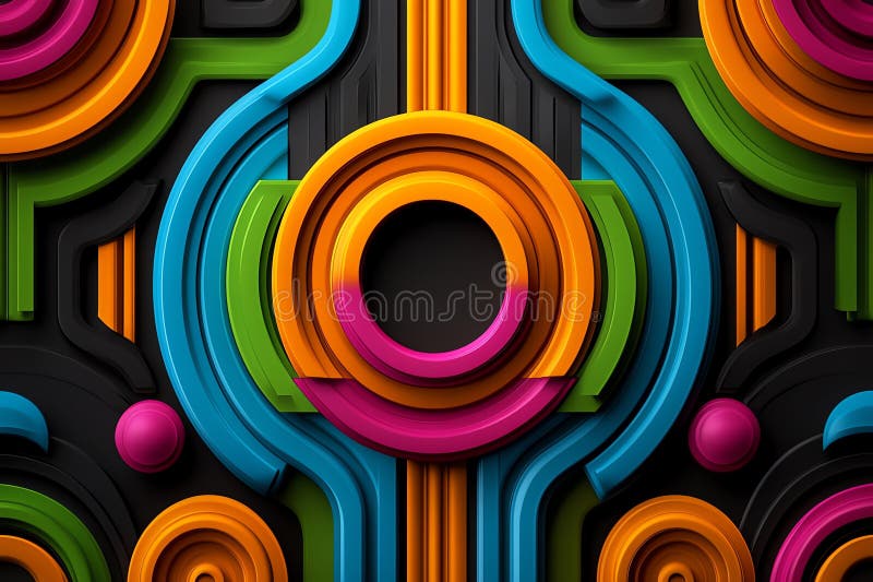 Neon color patterns with vibrant gradients and geometric shapes, depicted in an artwork where patterns feature vibrant neon stock illustration
