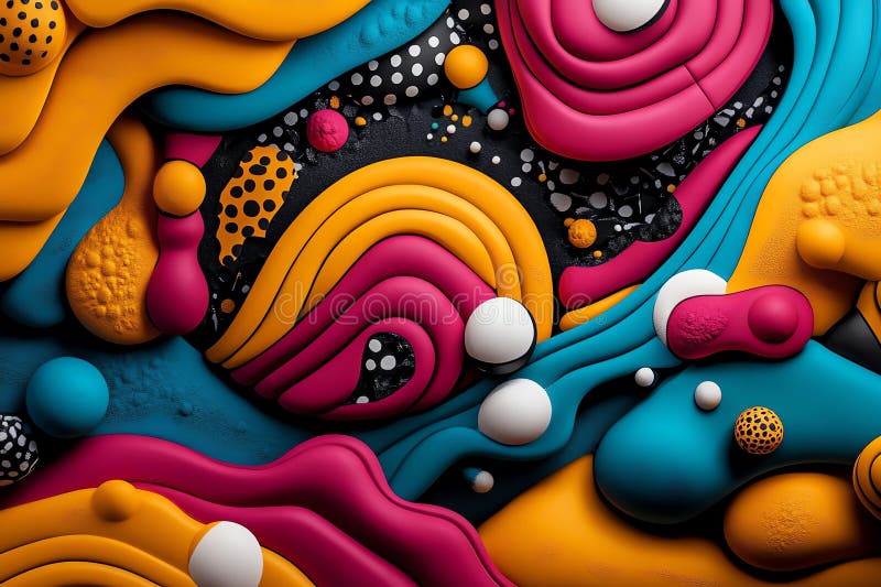 Neon color pop art with vibrant and expressive shapes, illustrated in a scene where pop art features neon-colored abstract shapes stock illustration