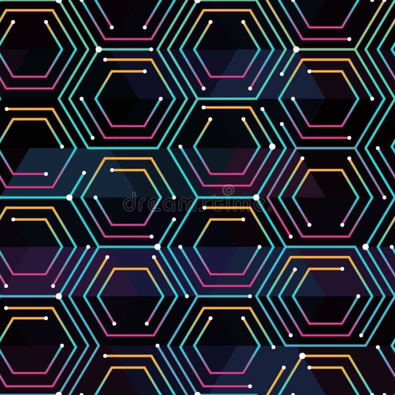 Neon color tech pattern vector illustration