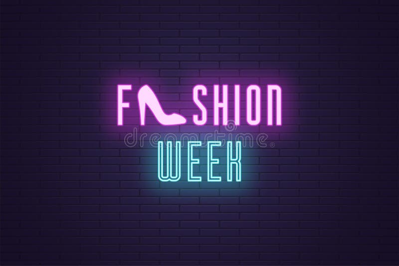 Neon composition of headline Fashion Week. Text stock illustration