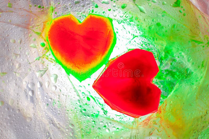 Neon Cosmic Bright Abstraction of Water Drops of Different Colors and