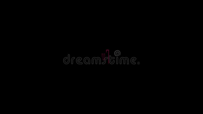 Neon Cube. 3D animation. Animated neon cube. royalty free illustration