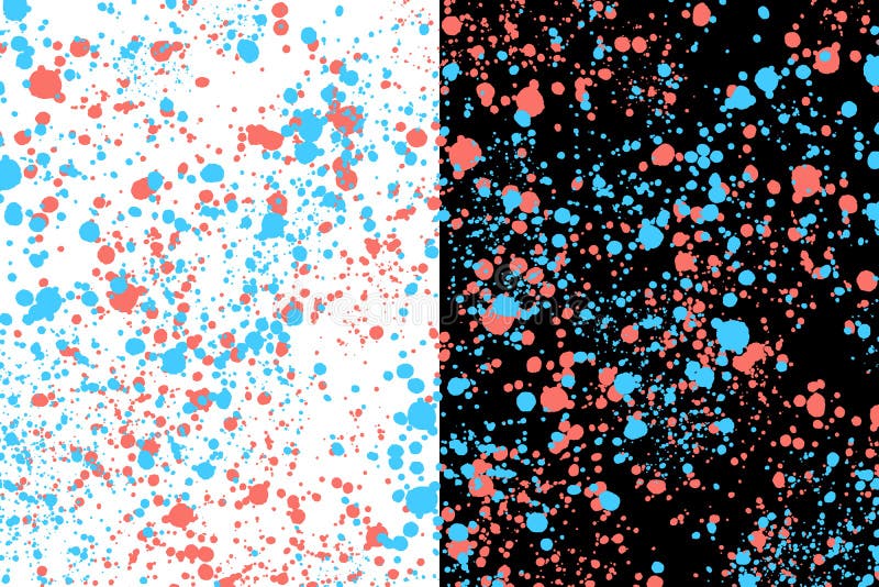 Neon cyan and coral paint splashes on black and white background. Abstract texture for web-design, digital printing or concept des royalty free illustration