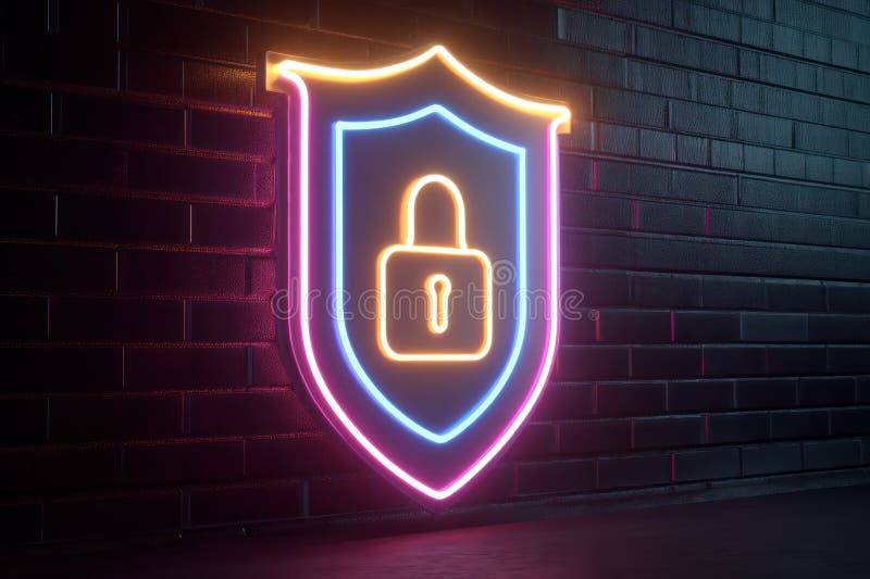 Neon Glowing Shield Illustration