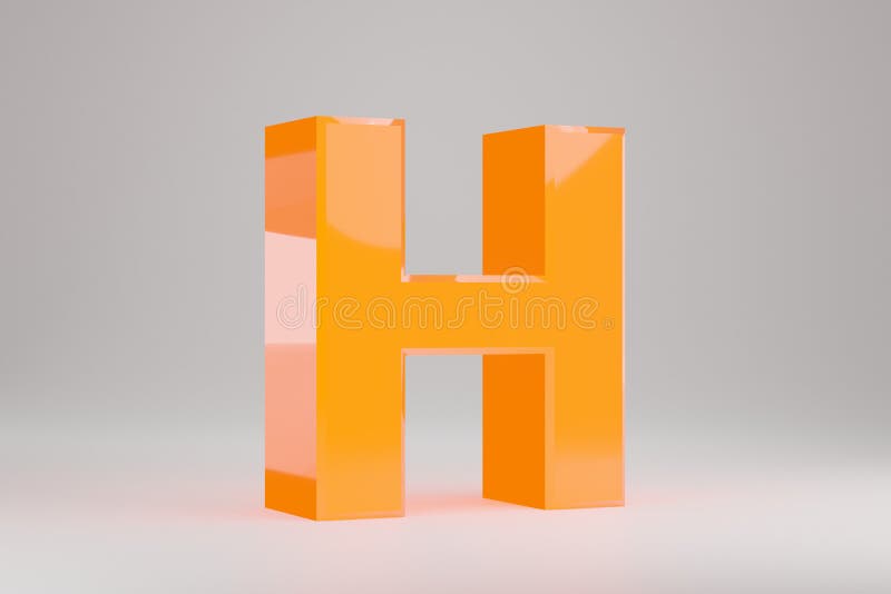 Neon 3d Letter H Uppercase. Yellow Neon Letter Isolated on White ...