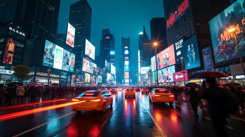 Neon Dreams : Nighttime Cityscape vektor illustrationer