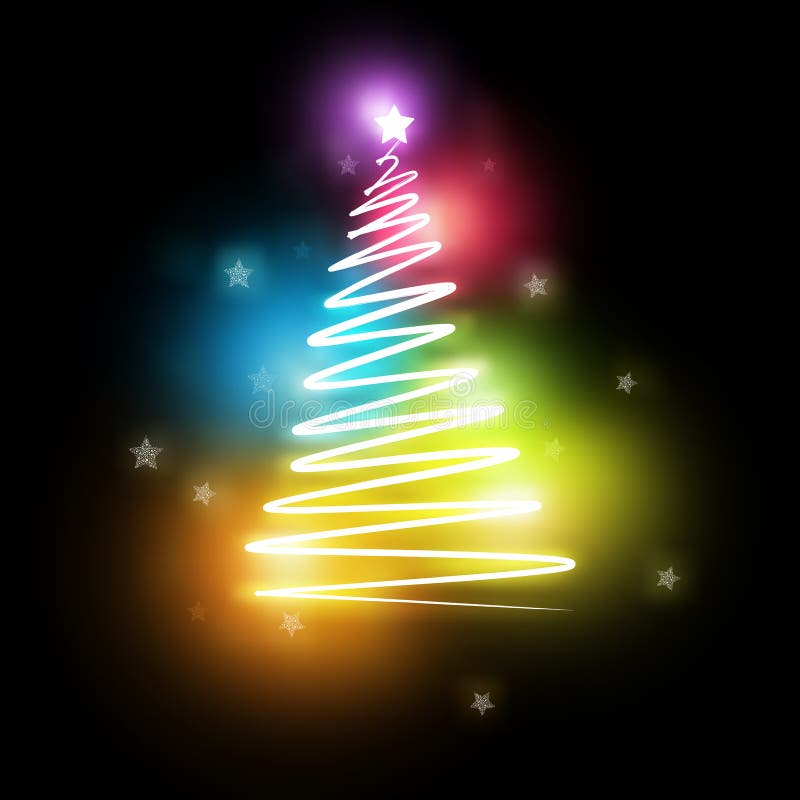 Neon Electric Christmas Tree Stock Vector Illustration of blue, white