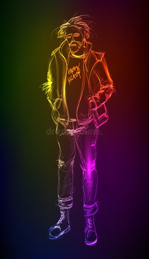 Neon Fashion man royalty free illustration