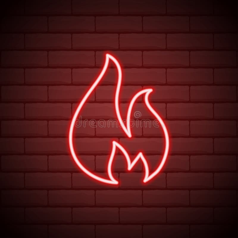 Neon Fire Icon Elements In Neon Style Icons Simple Neon Flame Icon